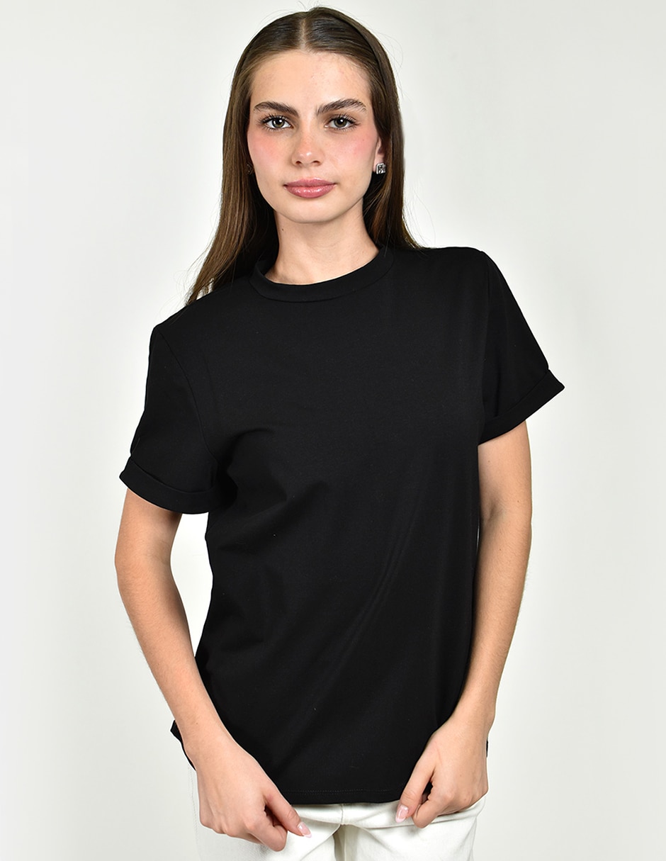 Playera manga corta cuello redondo para mujer