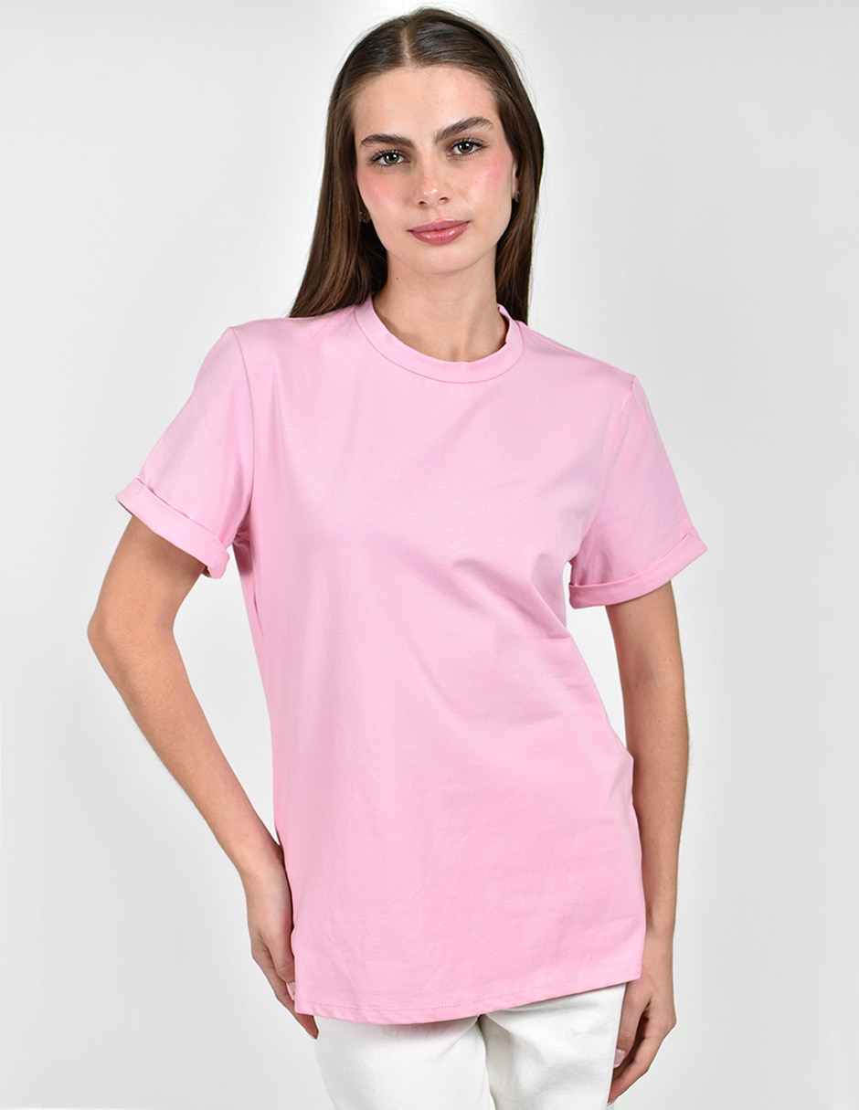 Playera manga corta cuello redondo para mujer