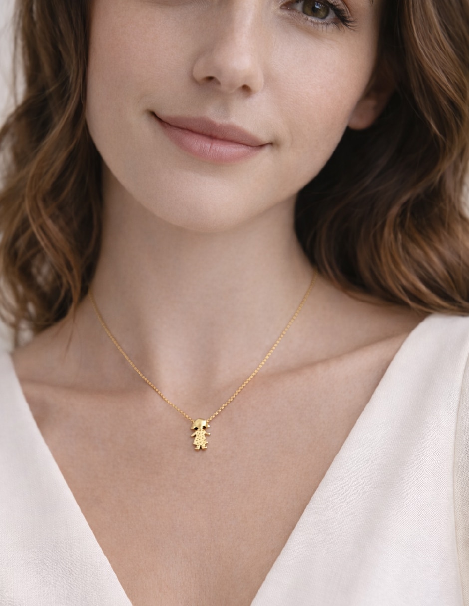Collar con dije de niña Teresa Dáz Joyería Mexicana Para ti mamá de plata P 925