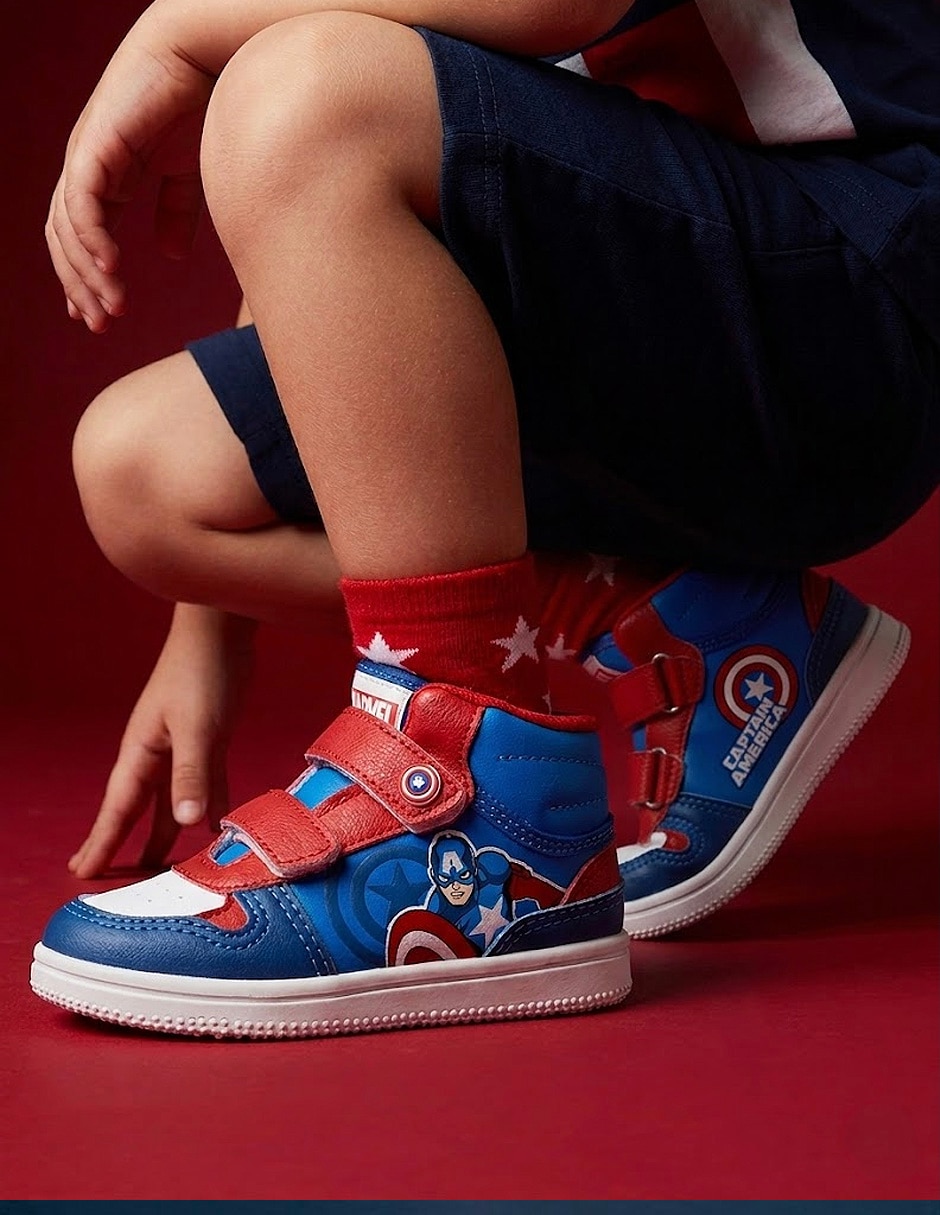 Tenis marvel para niño urbano capitán américa