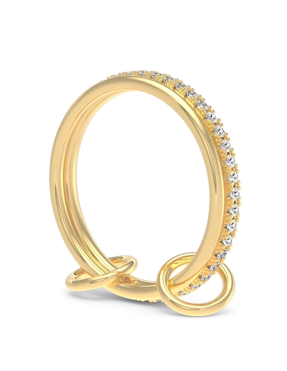 Multi-anillo yoiko knot p 925 de plata zirconia cúbica baño de oro