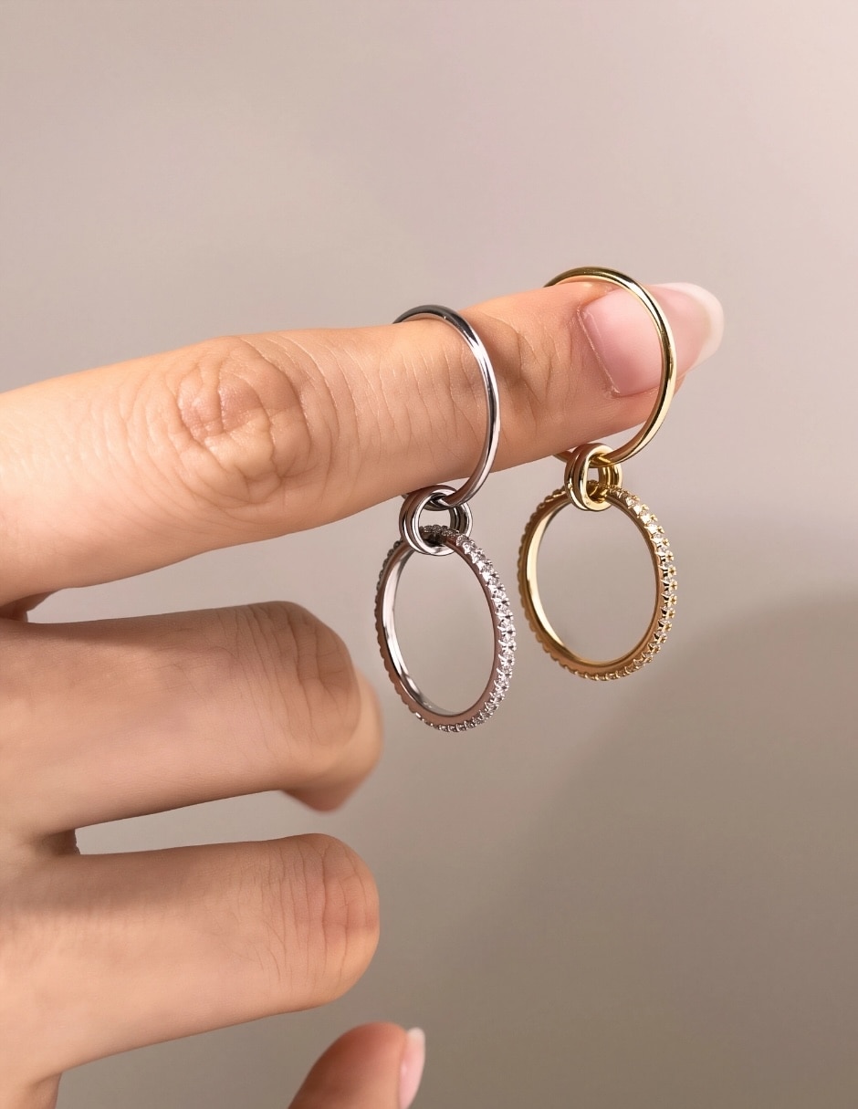 Multi-anillo yoiko knot p 925 de plata zirconia cúbica baño de oro