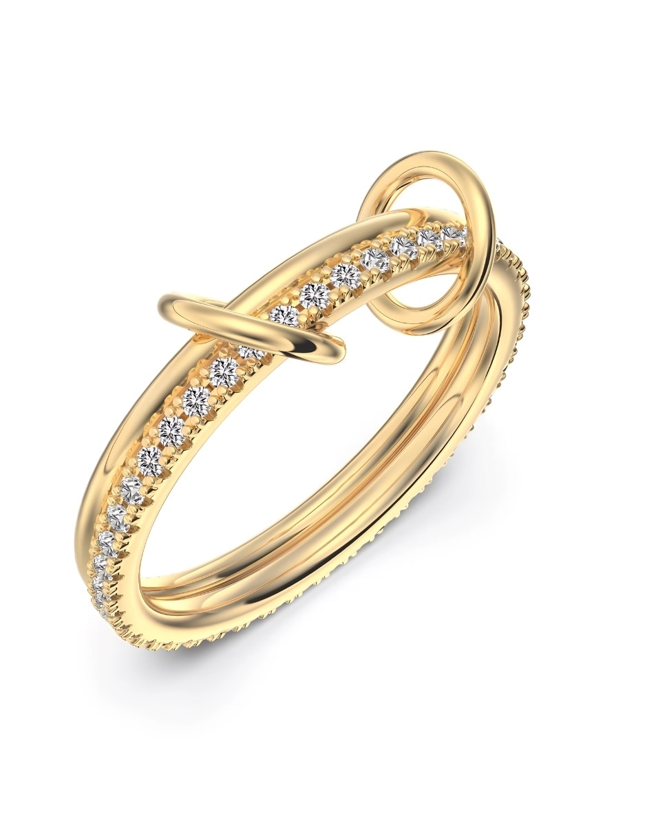 Multi-anillo yoiko knot p 925 de plata zirconia cúbica baño de oro