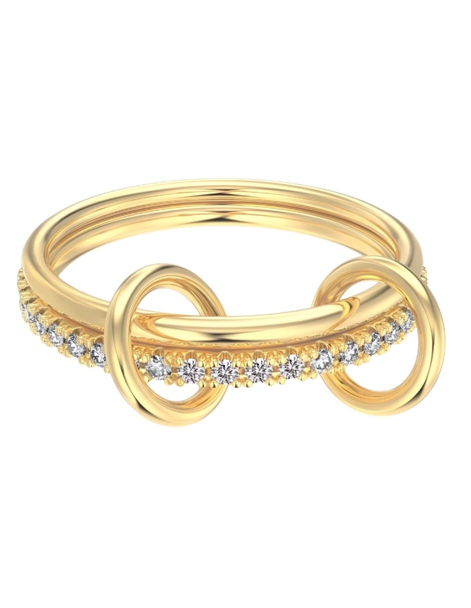 Multi-anillo knot p 925 de plata zirconia cúbica baño de oro
