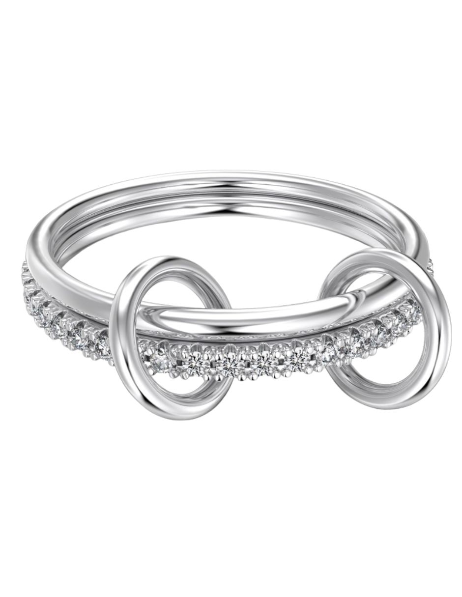 Multi-anillo knot p 925 de plata zirconia cúbica baño de rodio