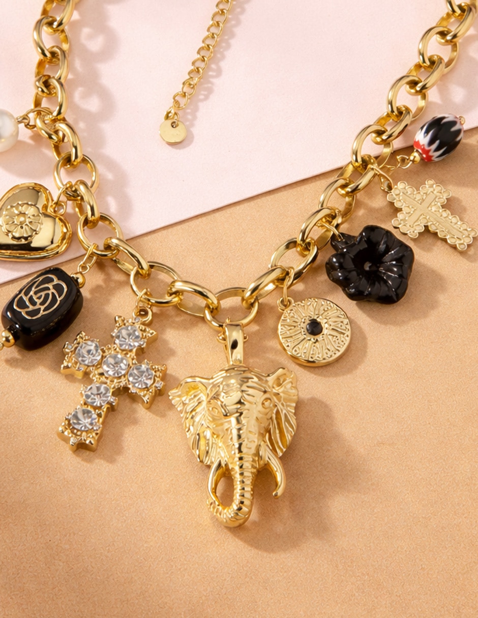 Collar de elefante Yoiko Imperio con acabado baño de oro 18 K