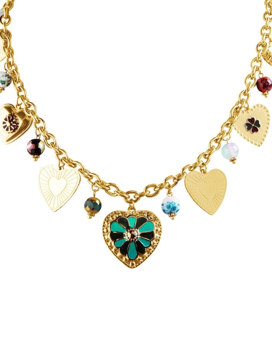 Collar de corazón Yoiko Vibes con acabado balo de oro 18 K
