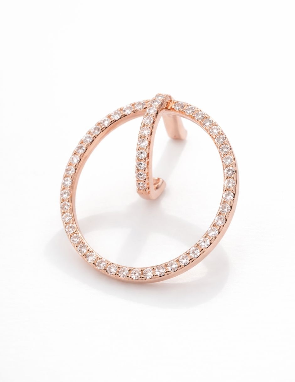 Broqueles Órbita con acabado baño de oro rosa 18 K zirconia cúbica 2