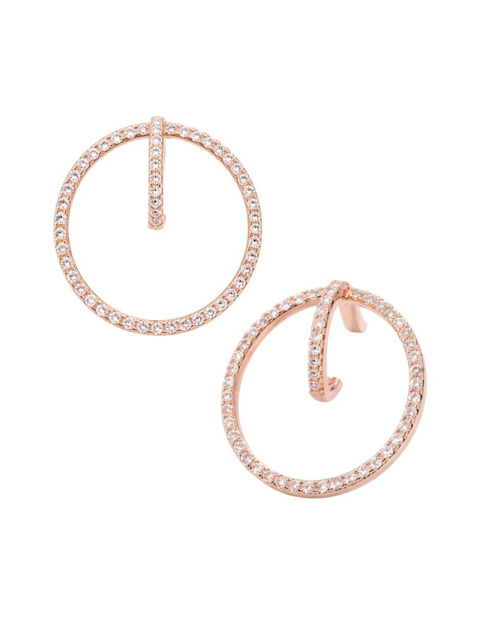 Broqueles Órbita con acabado baño de oro rosa 18 K zirconia cúbica