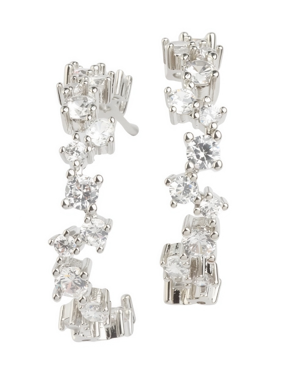 Aretes de aro Yoiko Destello con acabado baño de rodio zirrconia