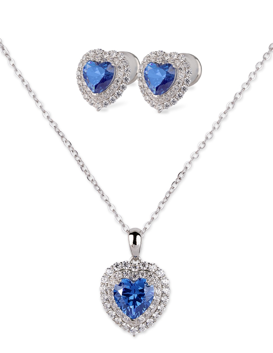 Set de collar y aretes zaria de plata p 925 zirconia cúbica