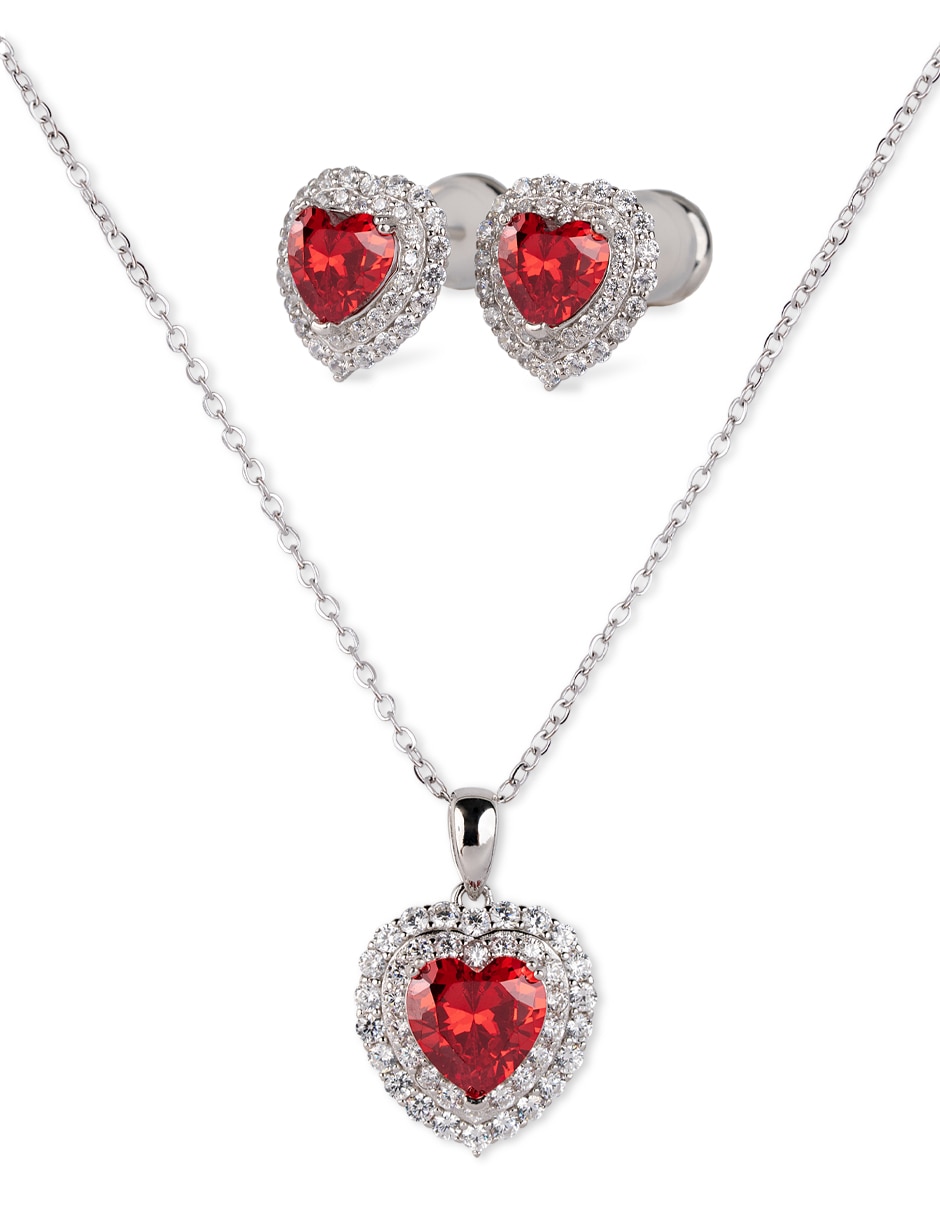 Set de collar y aretes luckyly zaria de plata p 925 zirconia cúbica