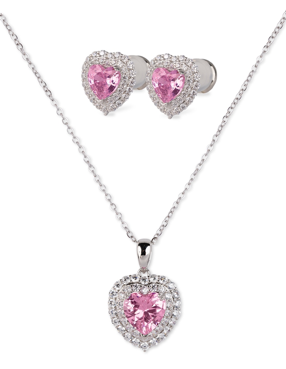 Set de collar y aretes zaria de plata p 925 zirconia cúbica Set de collar y aretes zaria de plata p 925 zirconia cúbica