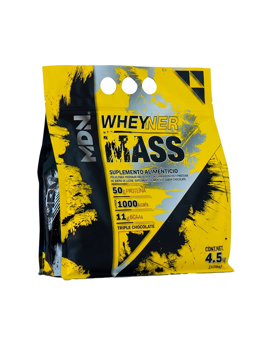Proteína Ganador Peso WheyNer MASS MDN Sports MDN con aminoácidos sabor chocolate de 4.5 kg