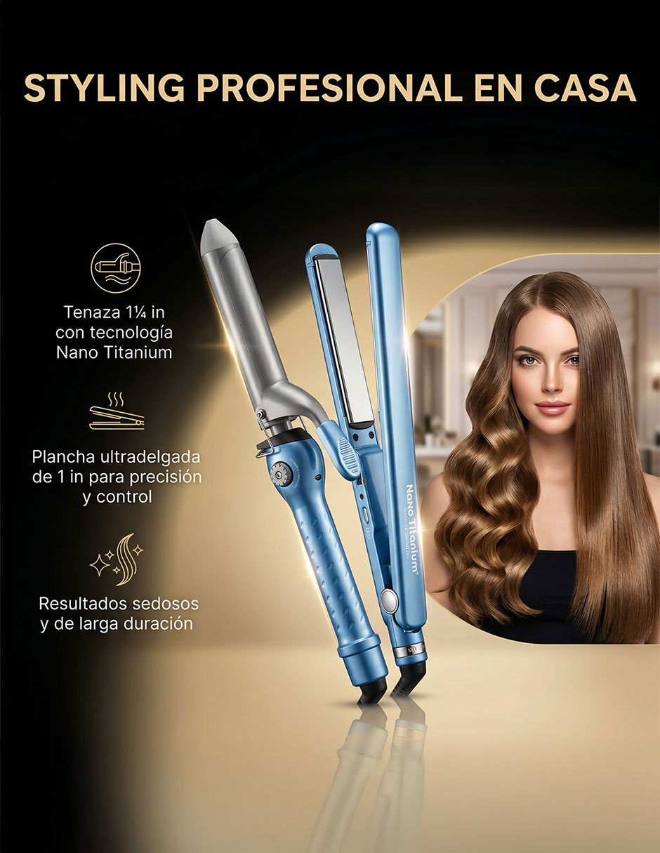 Rizadora de cabello babyliss pro bntpp80 32 mm de nano titanium