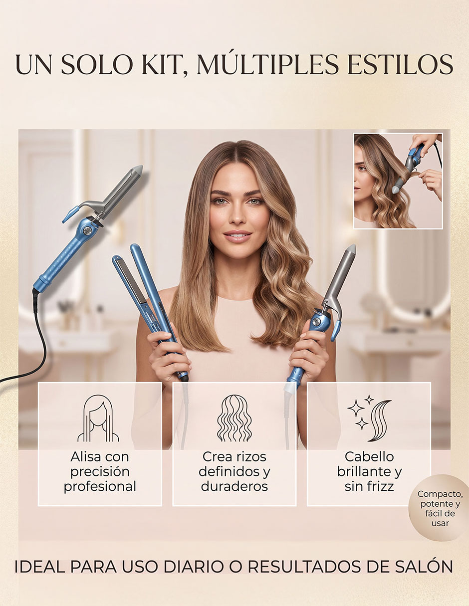 Rizadora de cabello babyliss pro bntpp80 32 mm de nano titanium