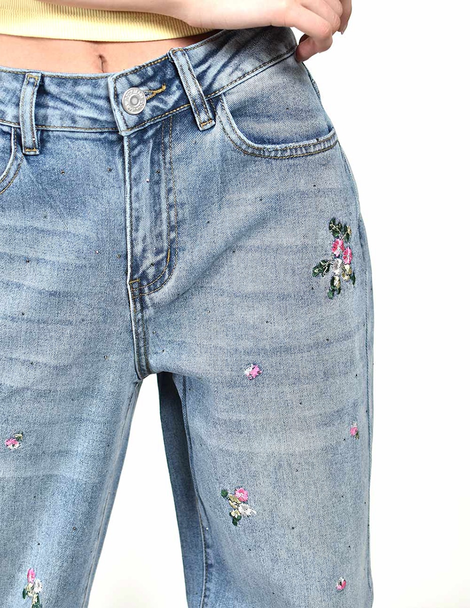 Jeans regular wide leg j-dx-568-denim corte cintura alta para mujer 3