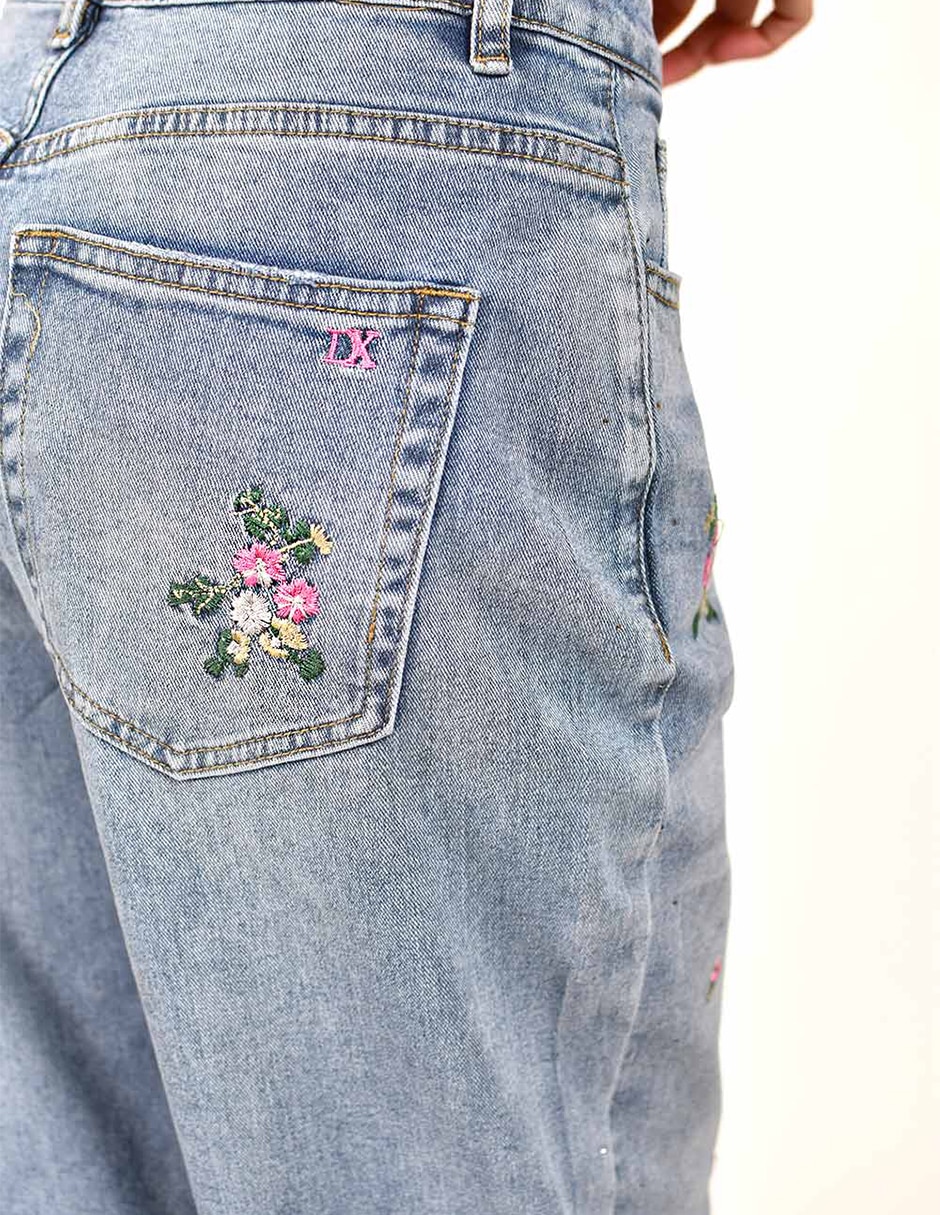 Jeans regular wide leg j-dx-568-denim corte cintura alta para mujer 4