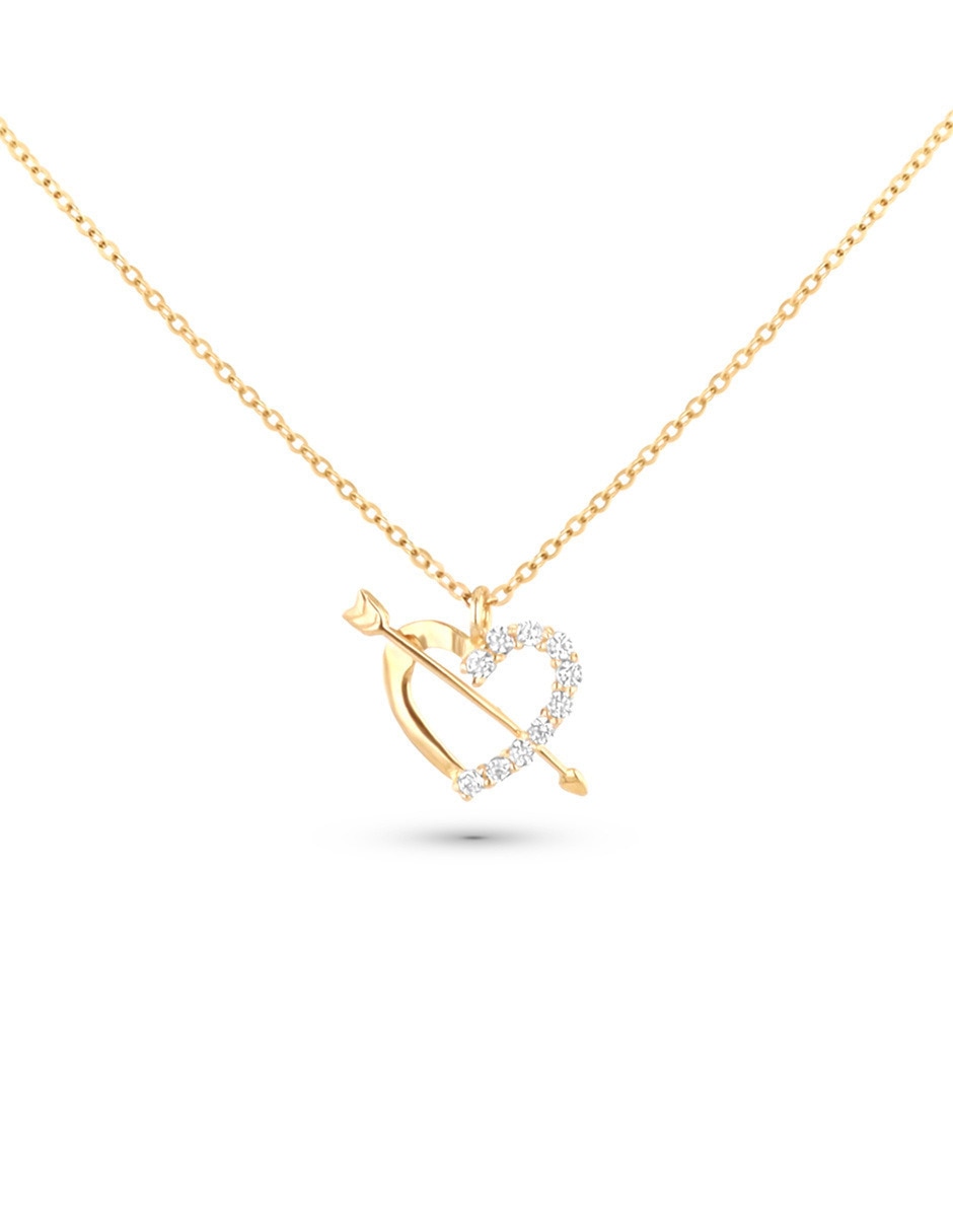 Collar con dije de corazón de oro amarillo 14 K