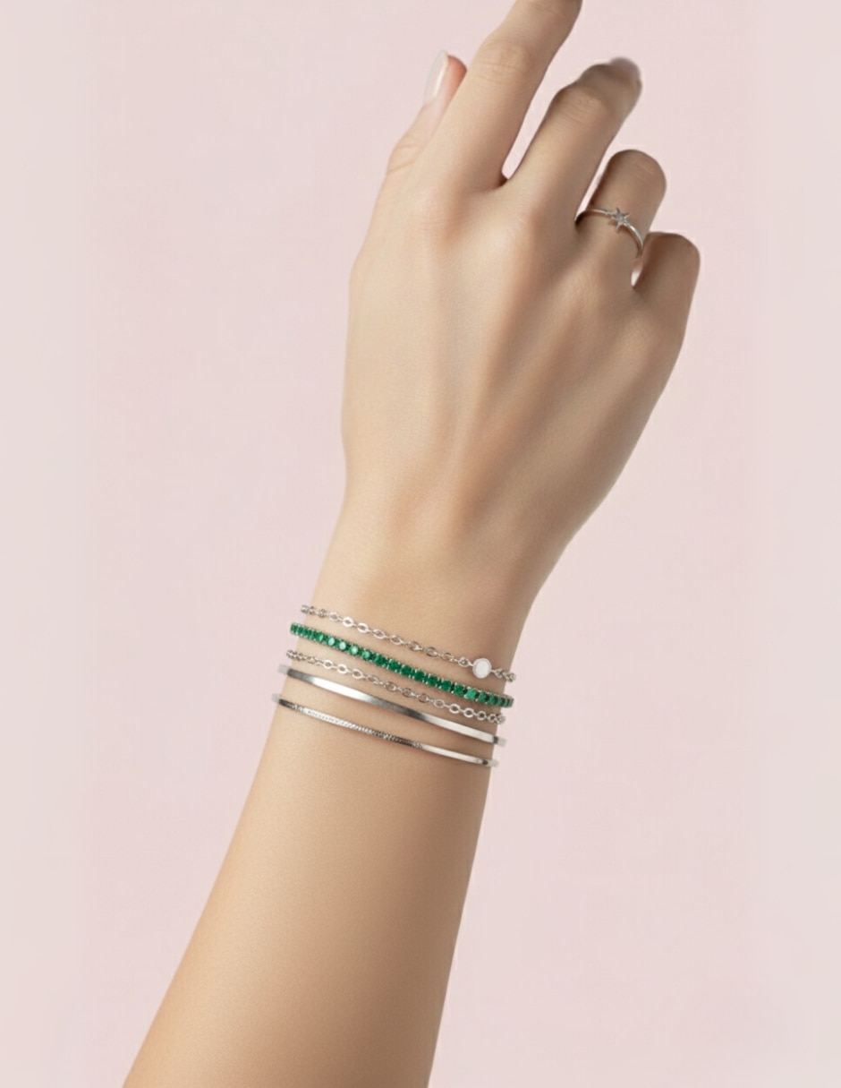 Pulsera Aretize de plata P 925 con zirconia cúbica acabado pavé