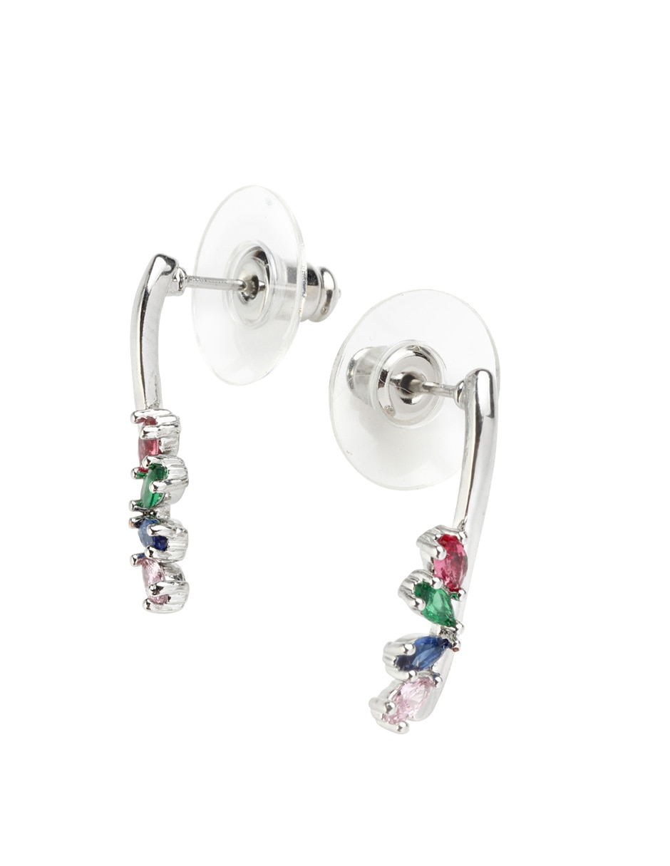 Aretes cortos Yoiko Vibrant con acabado baño de rodio zirconia cúbica