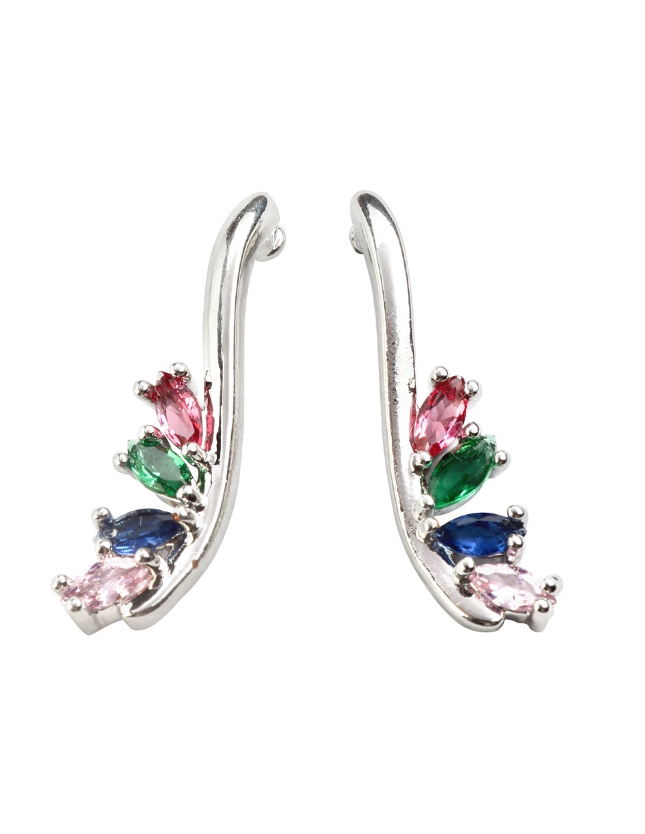Aretes cortos Vibrant con acabado baño de rodio zirconia cúbica