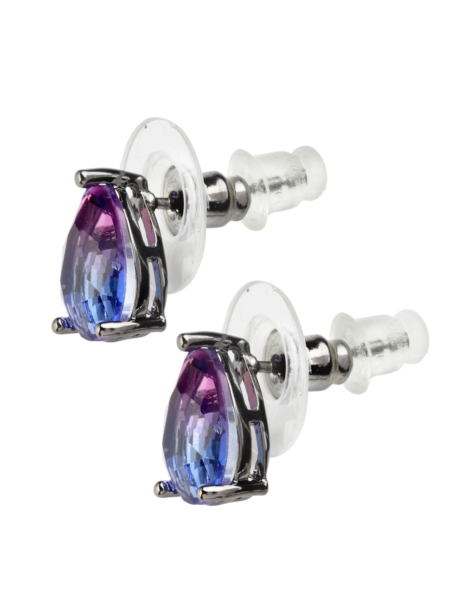Aretes cortos de gota Yoiko Íride con acabado baño de rodio zirconia cúbica