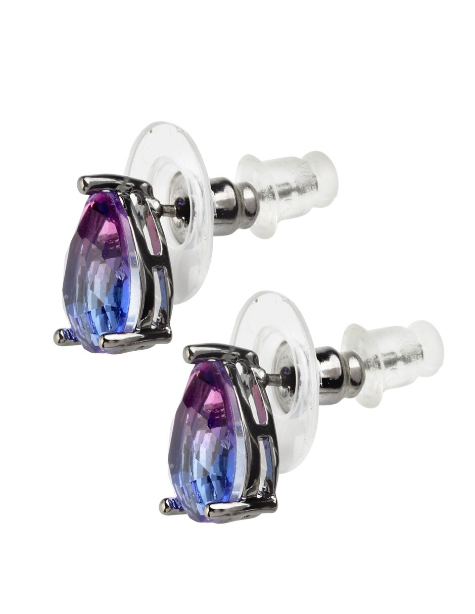 Aretes cortos de gota Íride con acabado baño de rodio zirconia cúbica 6