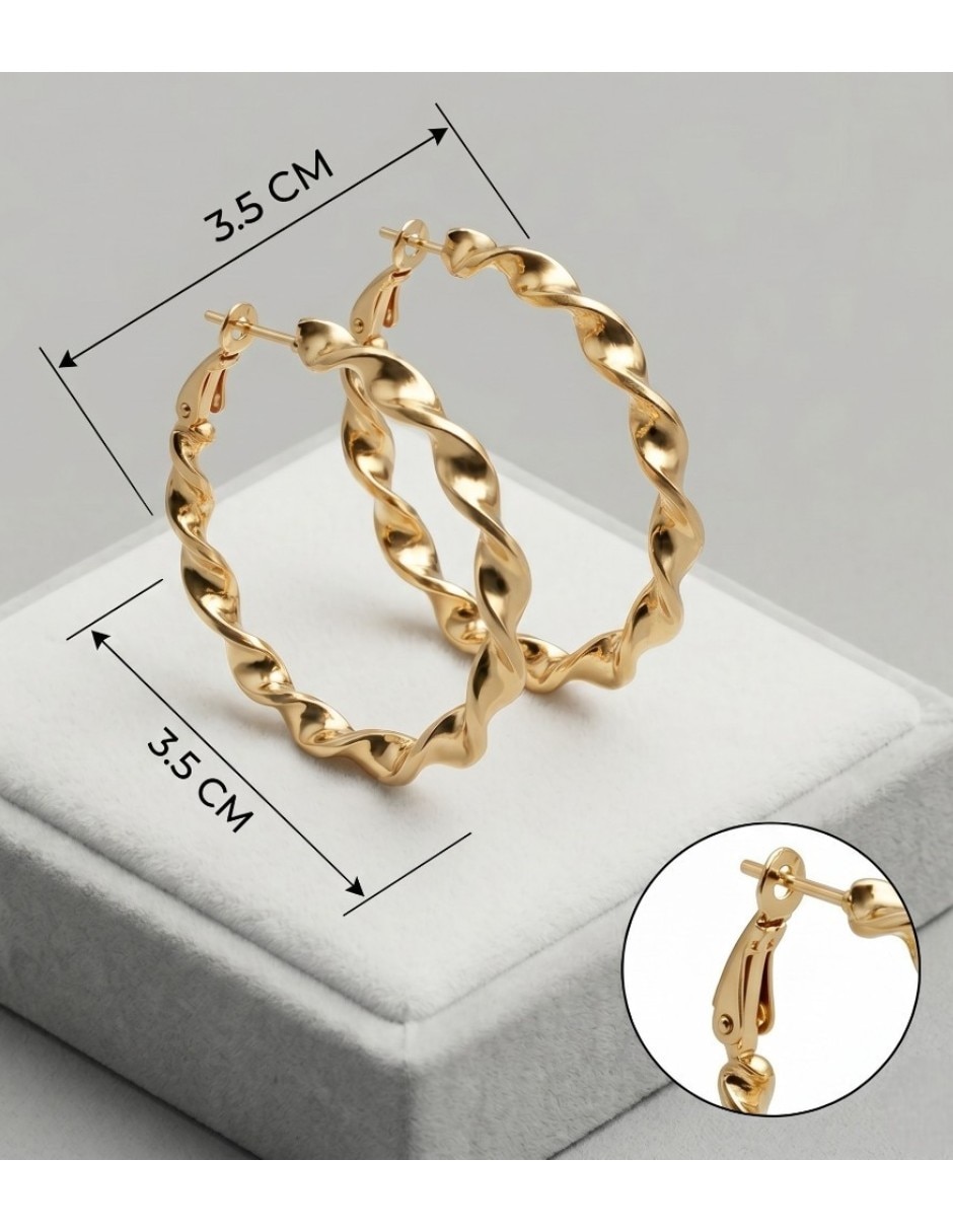Arracadas cm-top joyeria para elegante de oro laminado 14 k con acabado brillante