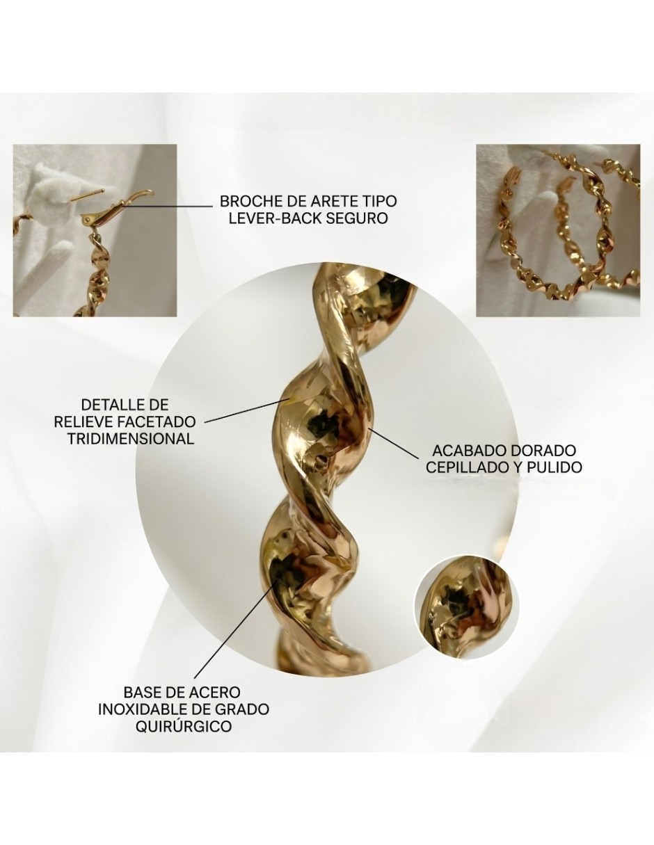 Arracadas cm-top joyeria para elegante de oro laminado 14 k con acabado brillante