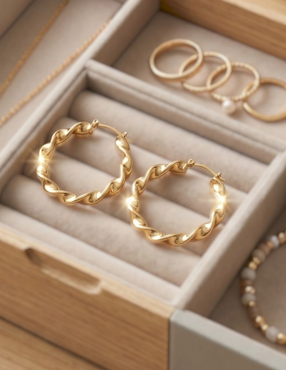 Arracadas cm-top joyeria para elegante de oro laminado 14 k con acabado brillante