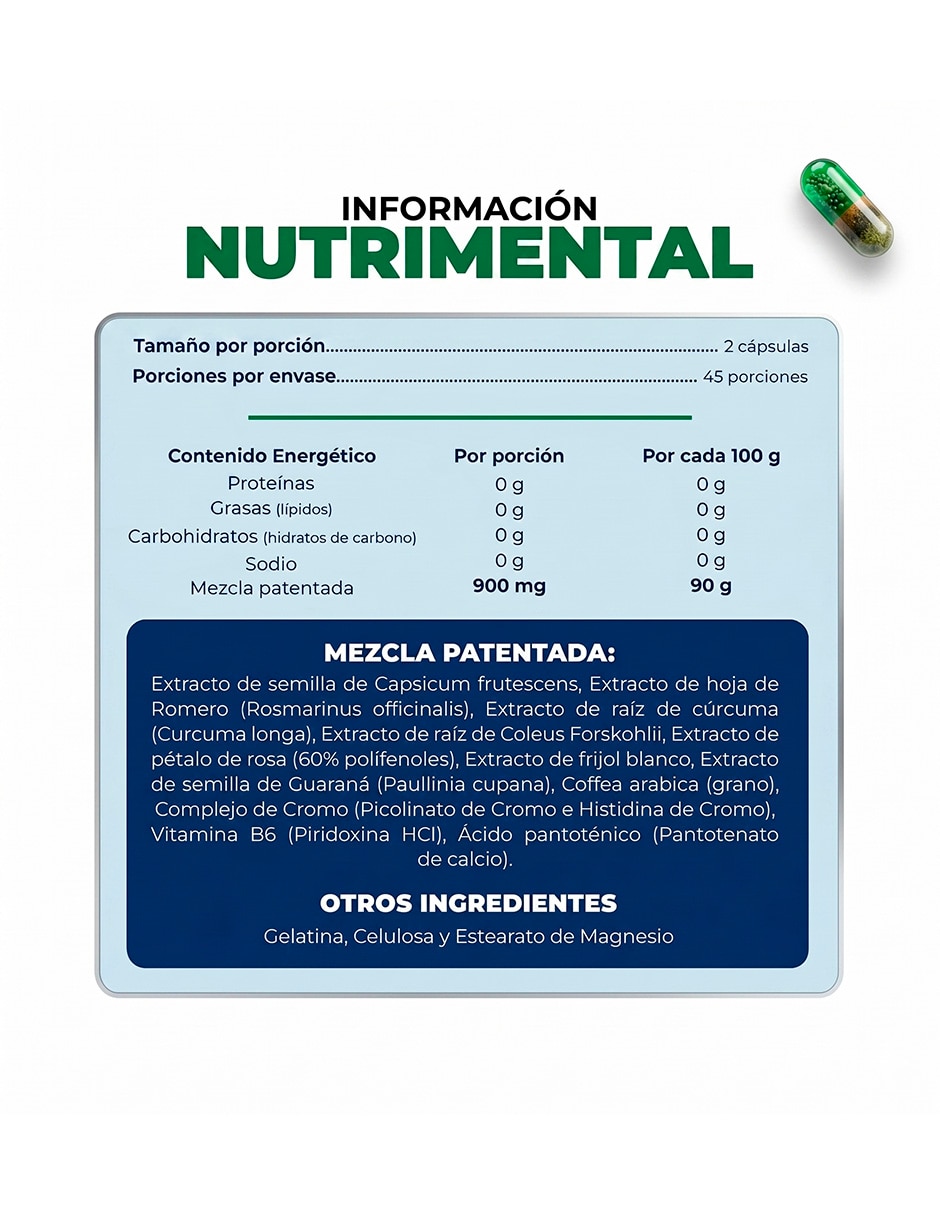Suplemento alimenticio redugrass 90 capsulas generica con vitamina b6