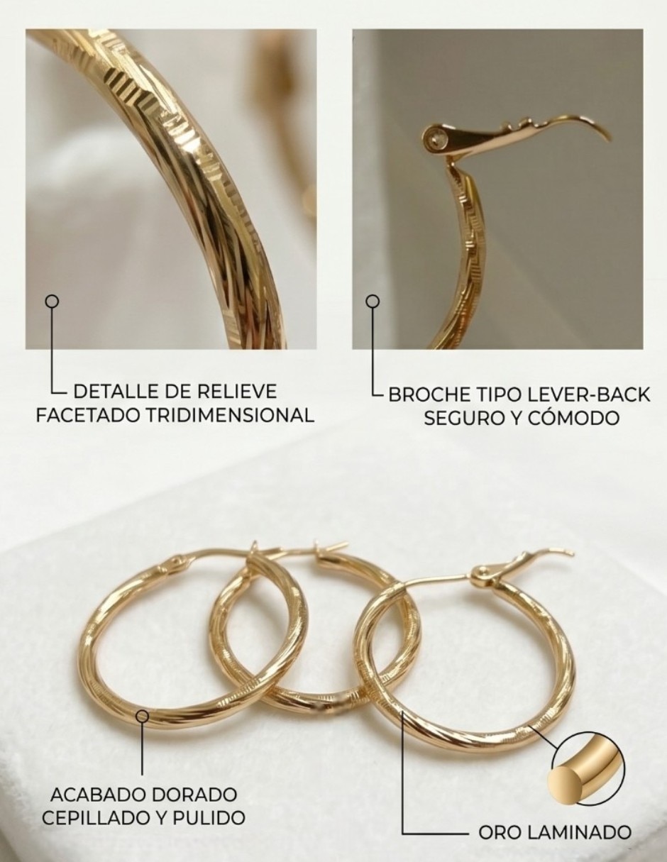 Arracadas cm-top joyería elegante de oro laminado 14 k con acabado brillante
