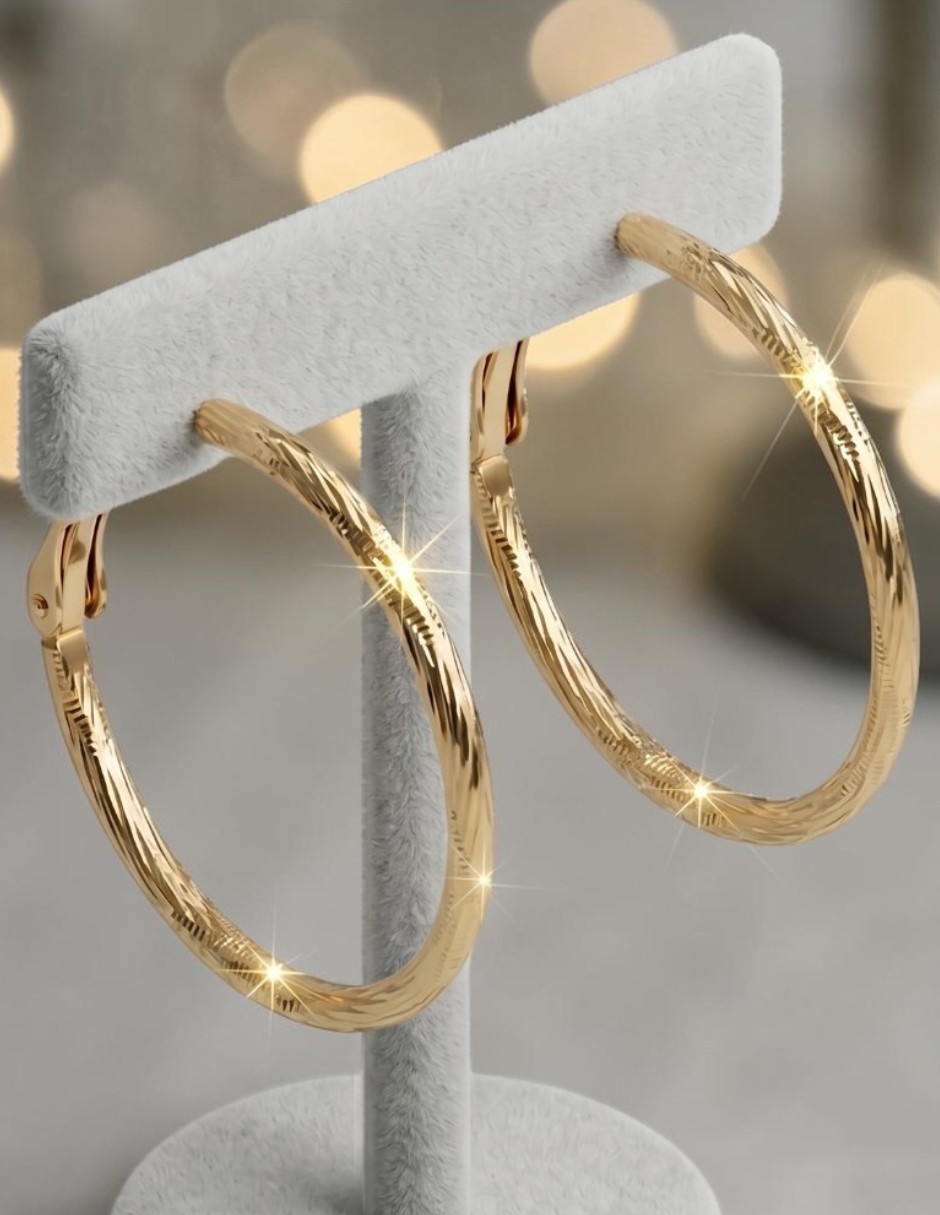 Arracadas cm-top joyería elegante de oro laminado 14 k con acabado brillante