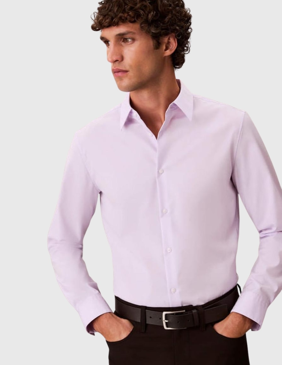 Camisa casual Calvin Klein de algodón manga larga para hombre