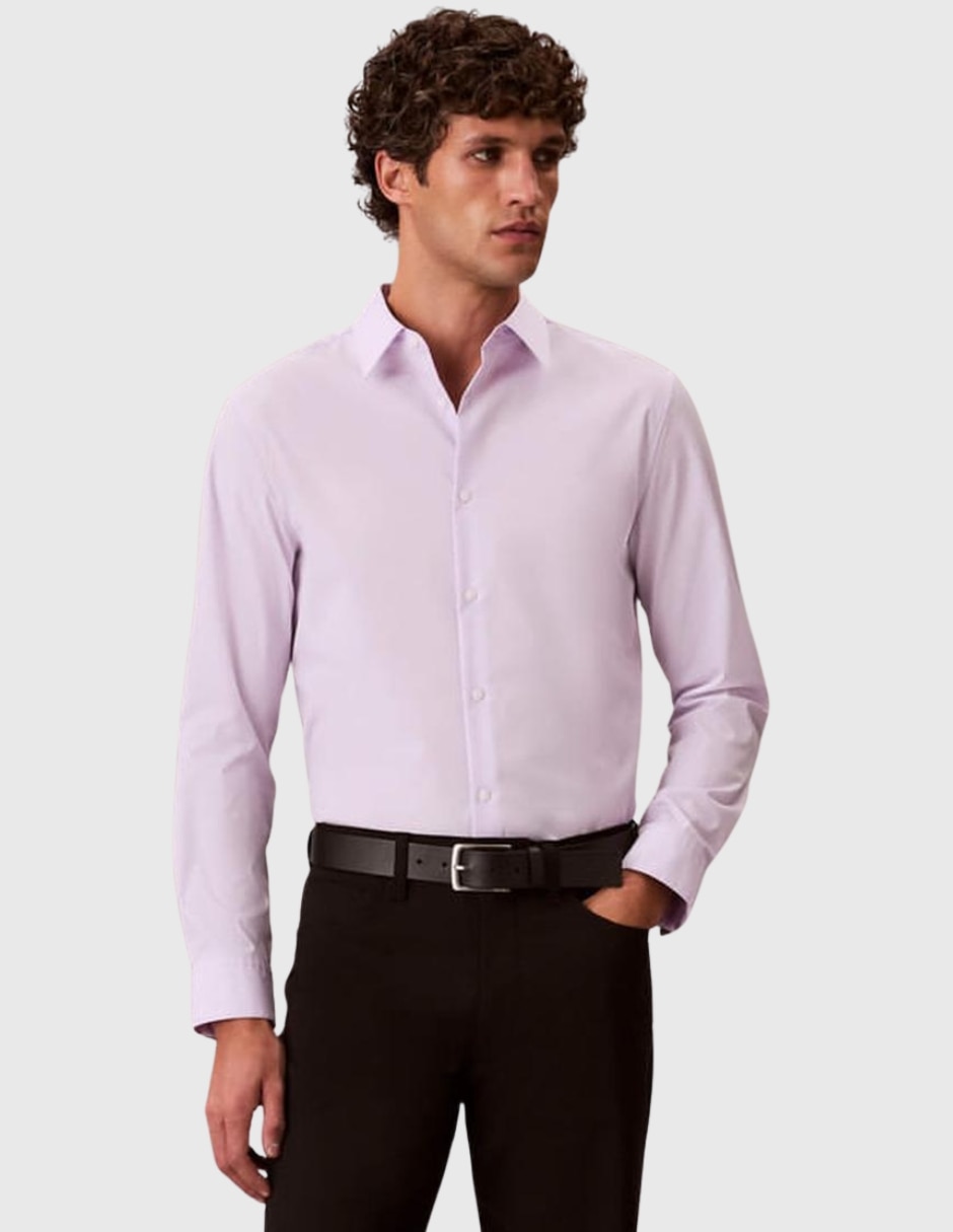 Camisa casual Calvin Klein de algodón manga larga para hombre