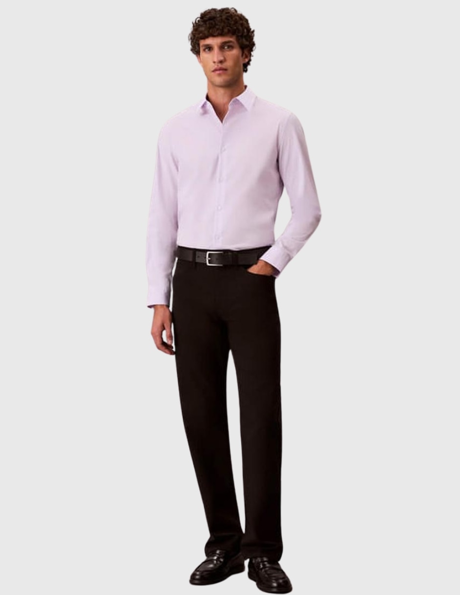 Camisa casual calvin klein de algodón manga larga para hombre