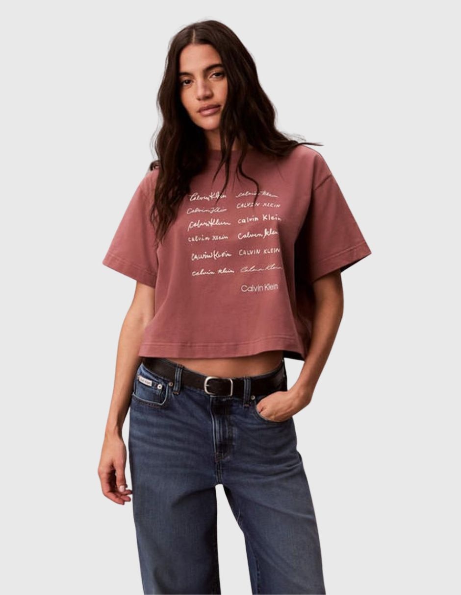 Playera manga corta cuello redondo para mujer