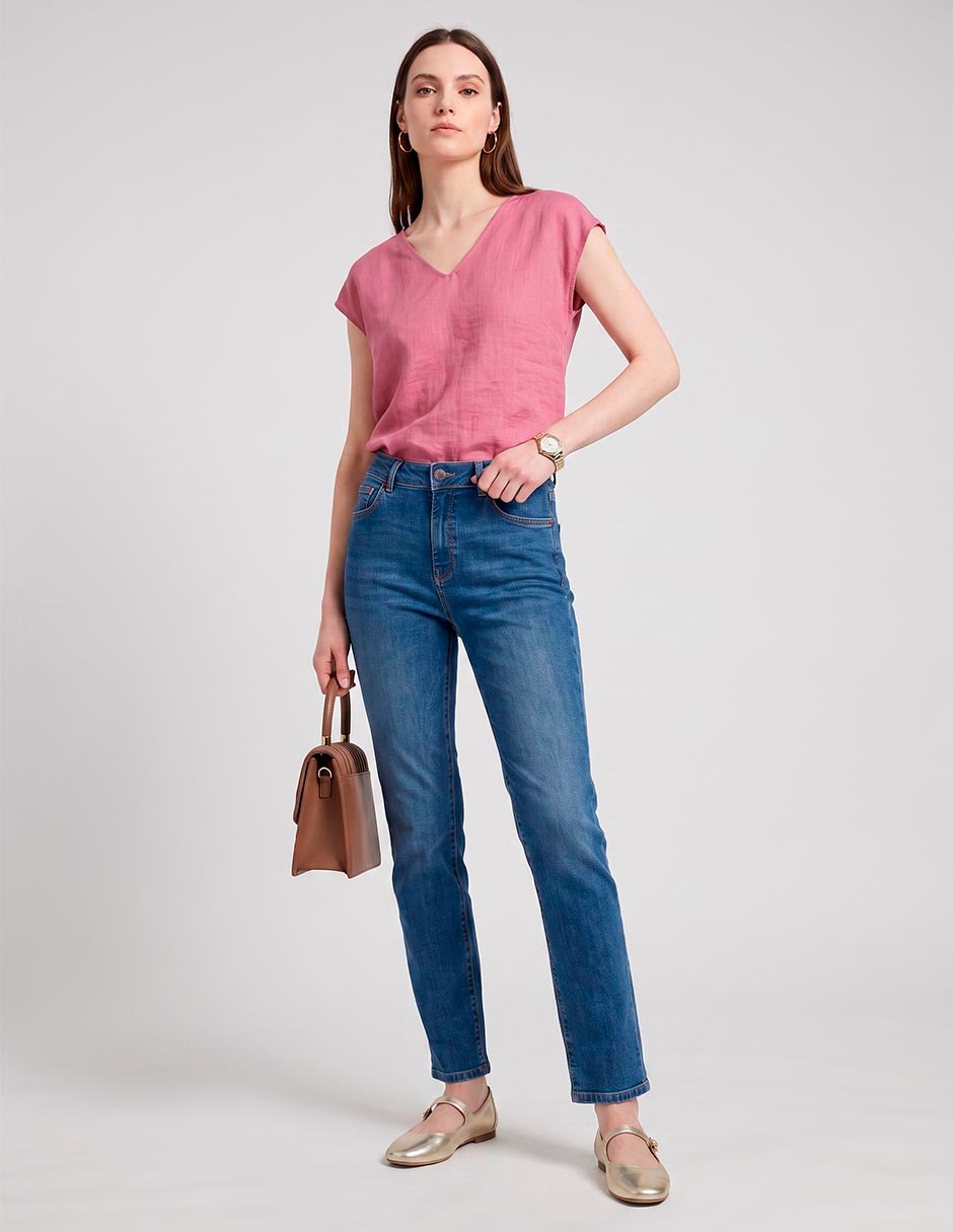 Jeans skinny corte cintura para mujer Jeans skinny corte cintura para mujer