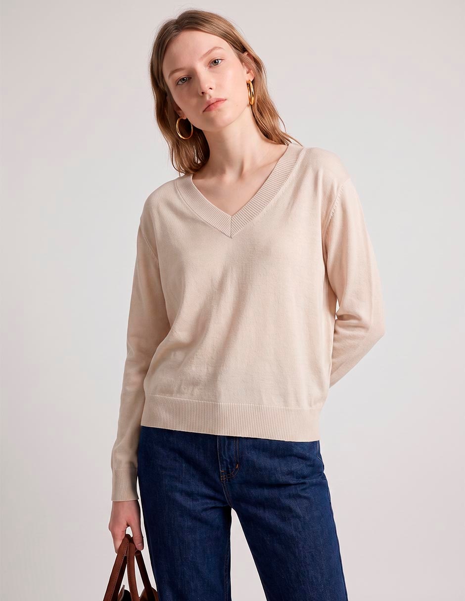 Suéter cuello v para mujer