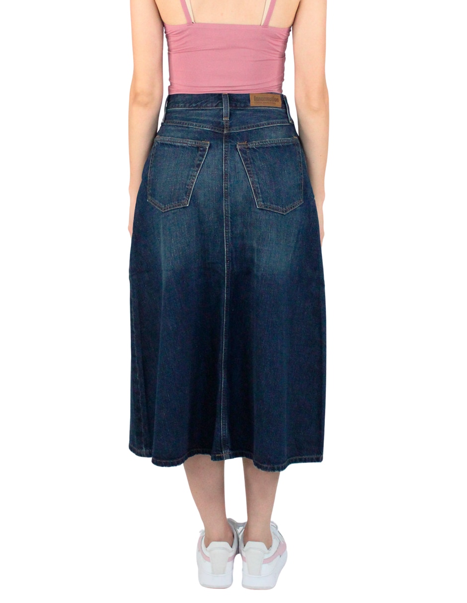 Falda midi Innermotion de mezclilla a la cintura