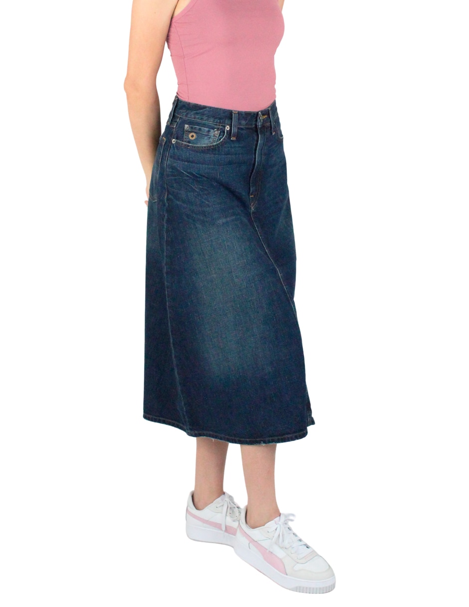Falda midi Innermotion de mezclilla a la cintura