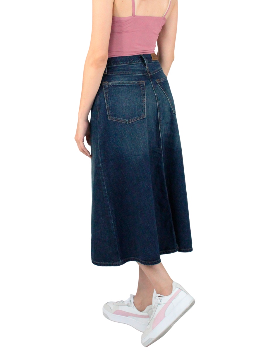 Falda midi Innermotion de mezclilla a la cintura