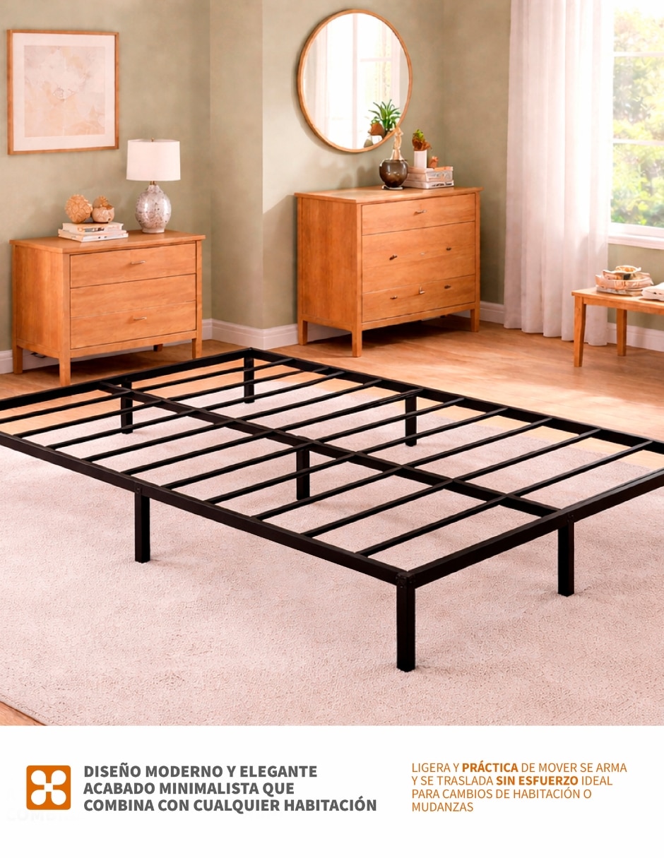 Base para cama armable Alvana de acero inoxidable