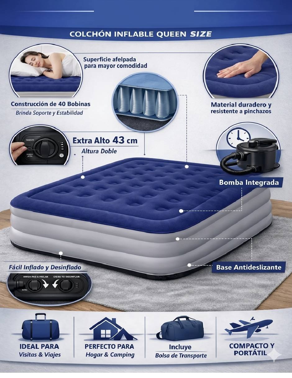 Colchón inflable Dreameasy Colchoneta pillow top (Integrada) 5