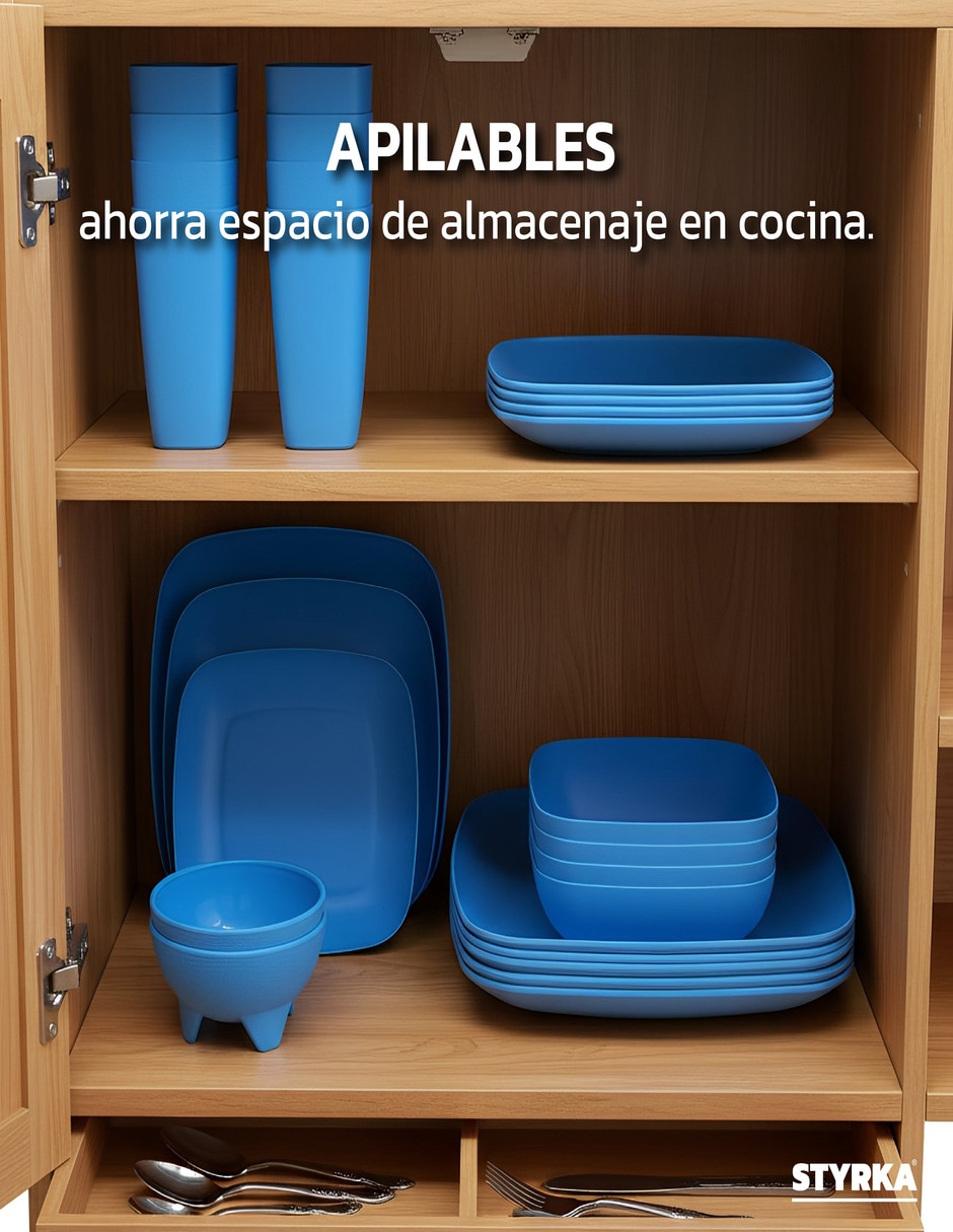 Vajilla styrka de plástico para 4 personas