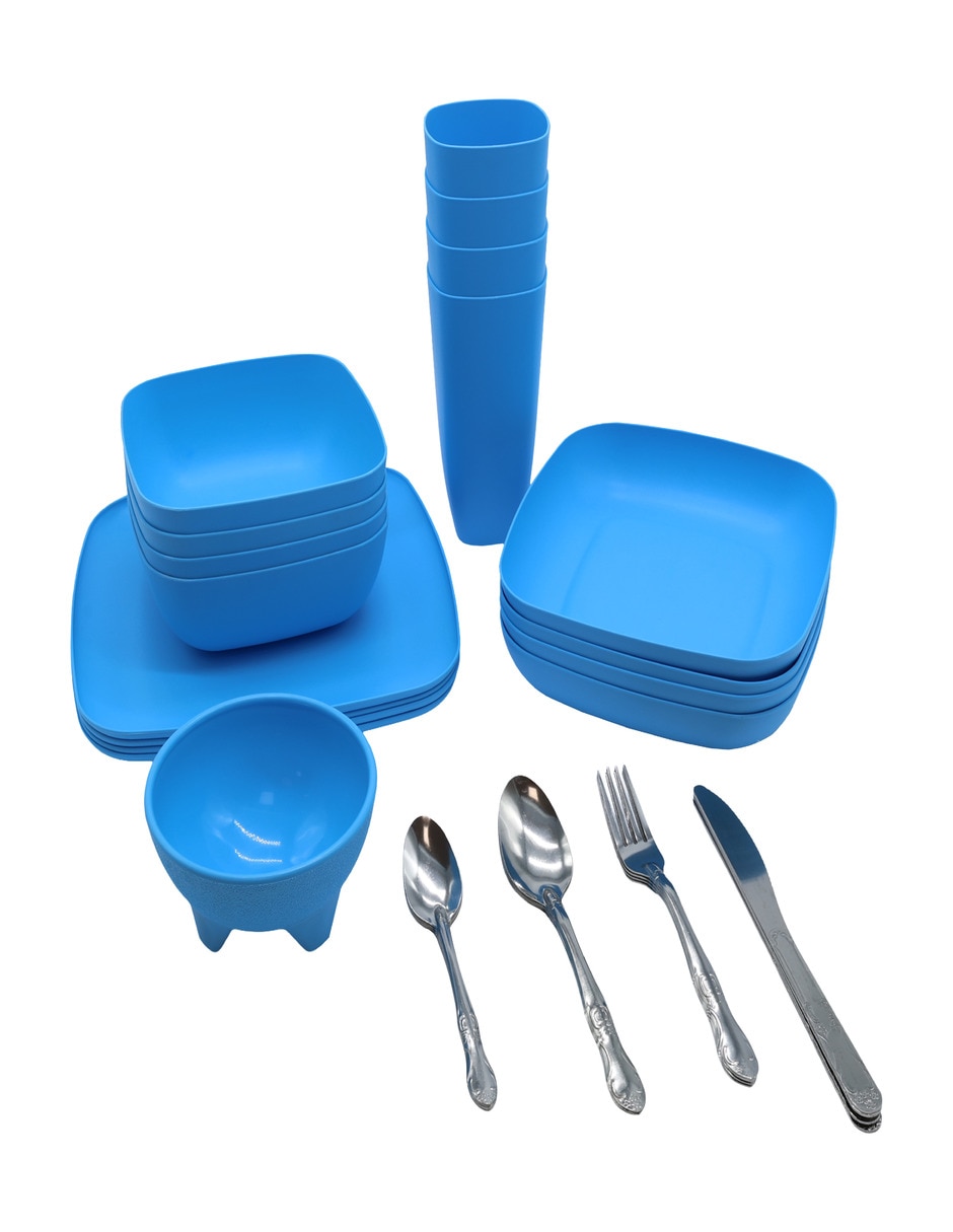 Vajilla de plástico para 4 personas Vajilla de plástico para 4 personas