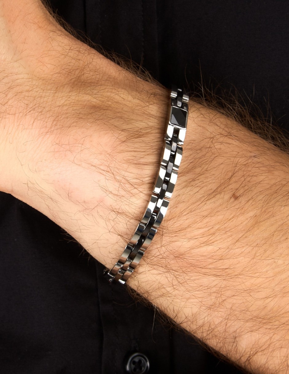 Pulsera sector de acero inoxidable ceramic joyeria
