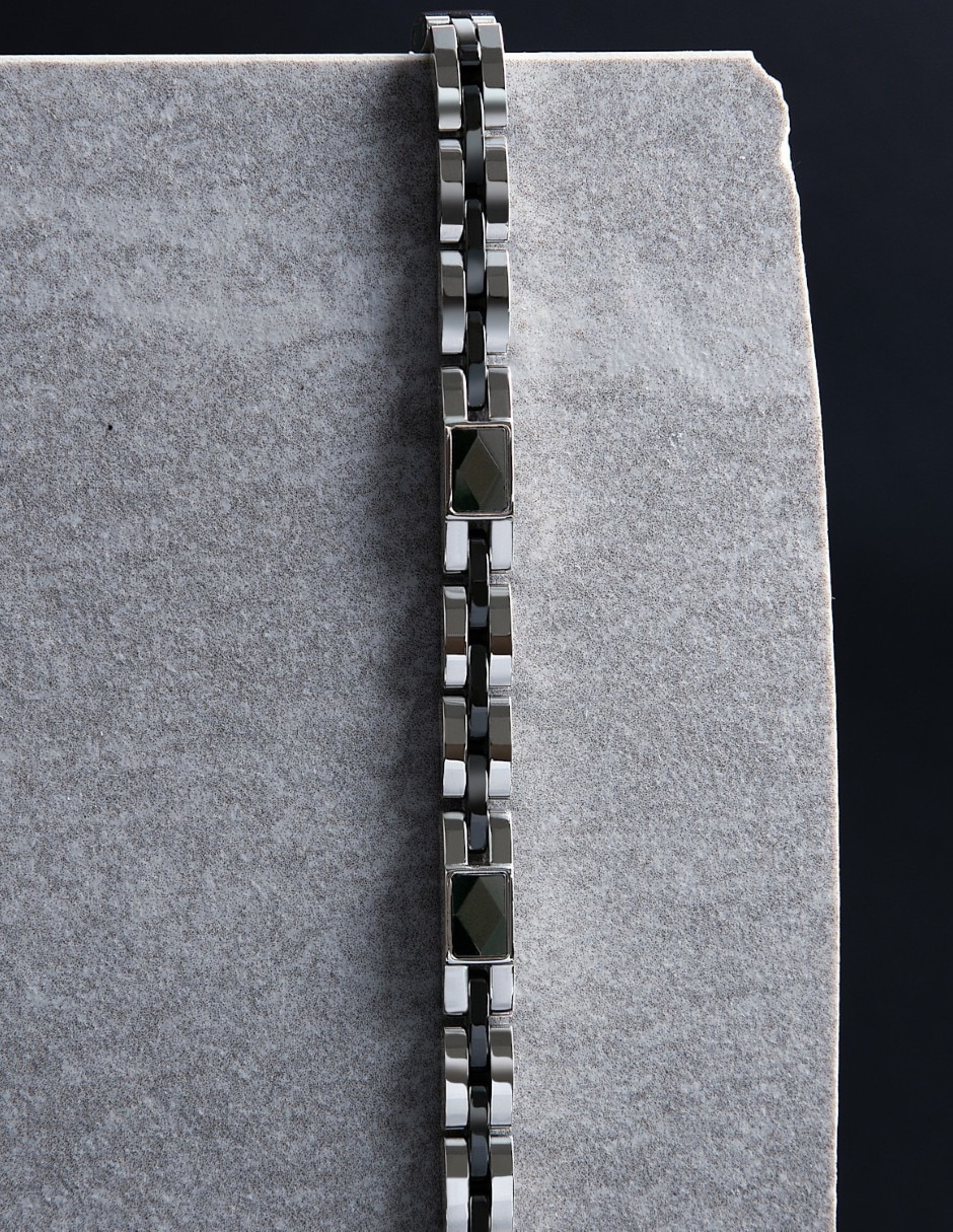 Pulsera sector de acero inoxidable ceramic joyeria