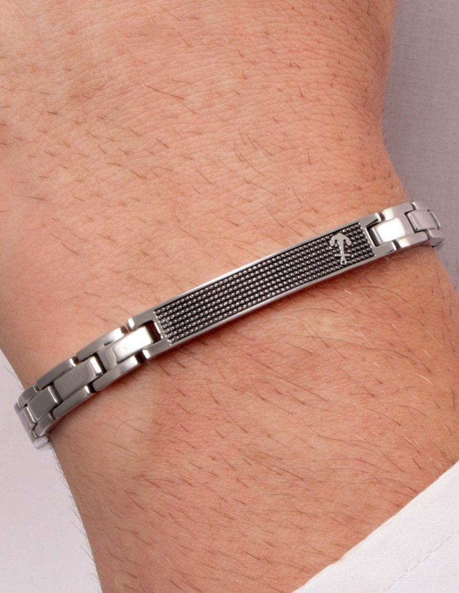 Pulsera sector de acero inoxidable basic joyeria